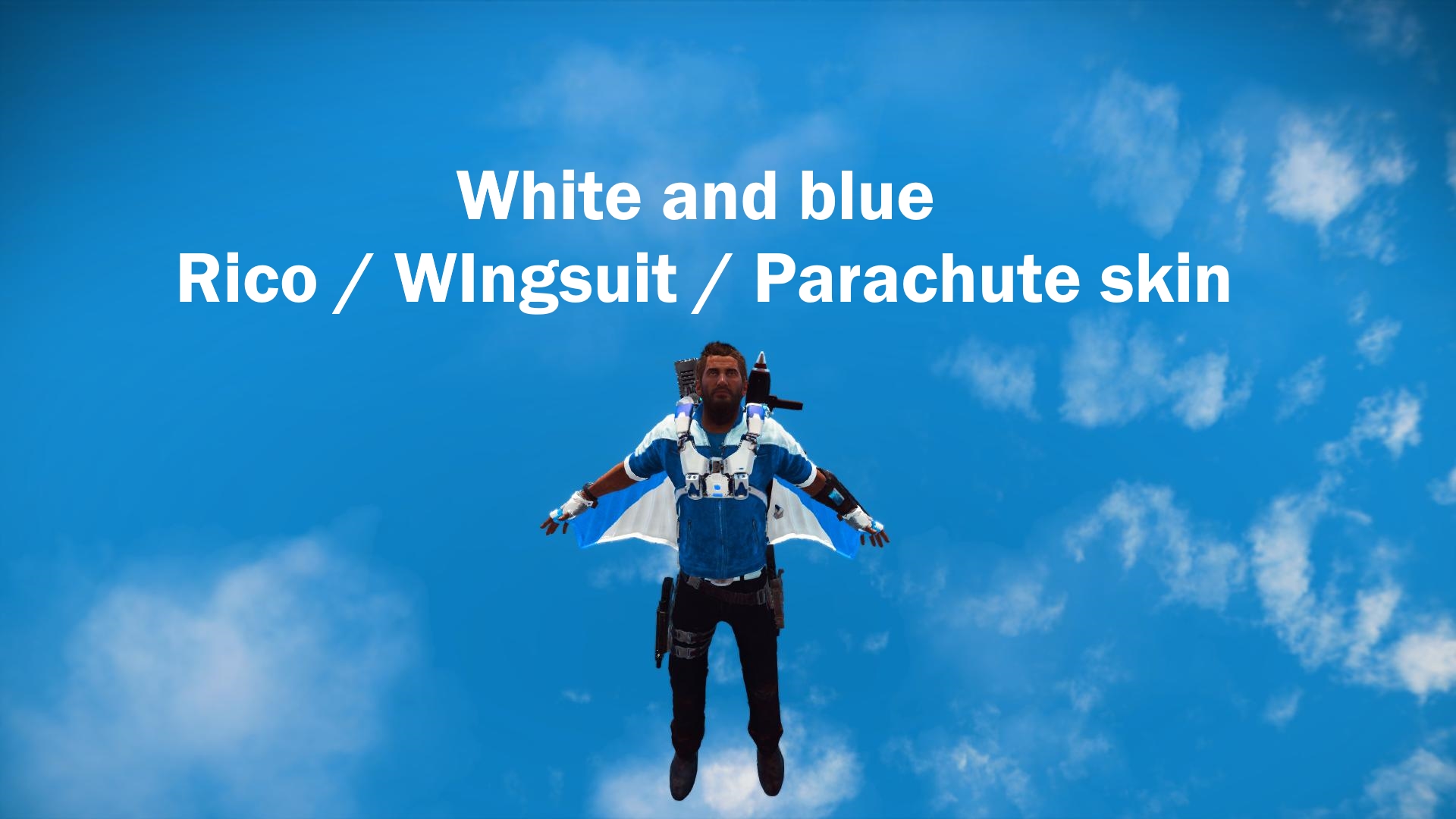 White and blue Rico / Wingsuit / Parachute skin
