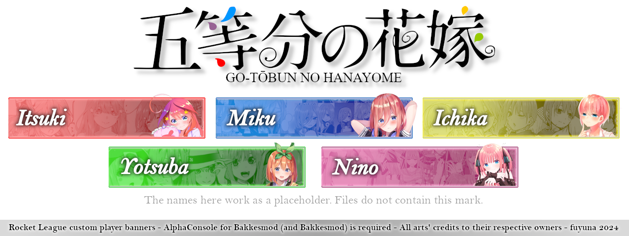 Go-Tōbun no Hanayome (The Quintessential Quintuplets) Player Banners