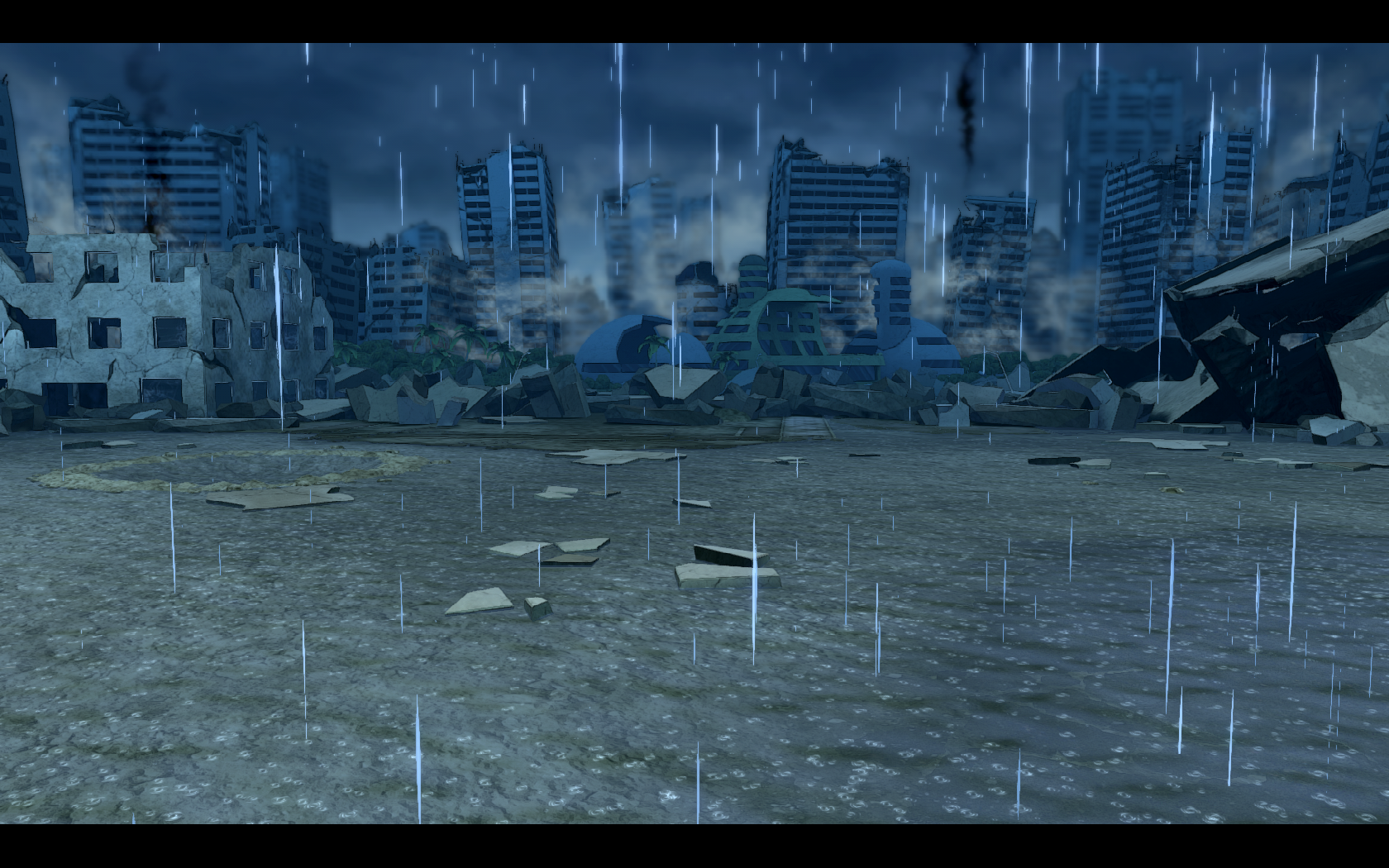 Rainy Future City Destroyed