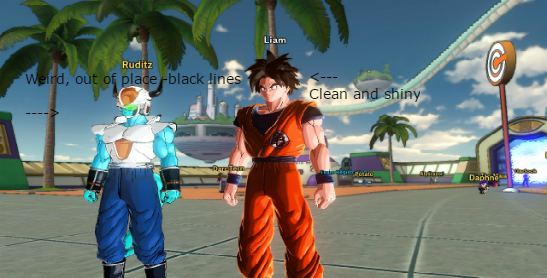 Black line removal on all Saiyan/Human outfits, faces and default hair